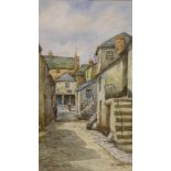 W. Sands, watercolour, Old Houses, St Ives, signed, 29 x 16.5cm