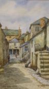 W. Sands, watercolour, Old Houses, St Ives, signed, 29 x 16.5cm