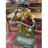 A Victorian, later painted cast iron serpent stick stand, height 83cm
