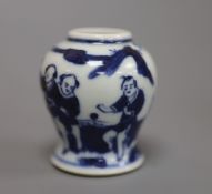A 19th century Chinese blue and white miniature 'boys' jar , Chenghua mark, height 5.5cm