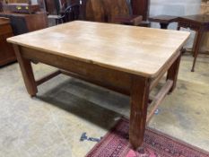 A 19th century rectangular pine two drawer kitchen table, width 169cm, depth 117cm, height 79cm