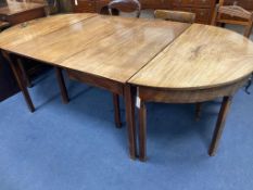 A George III mahogany D end extending dining table, 300cm extended, width 120cm, height 71cm
