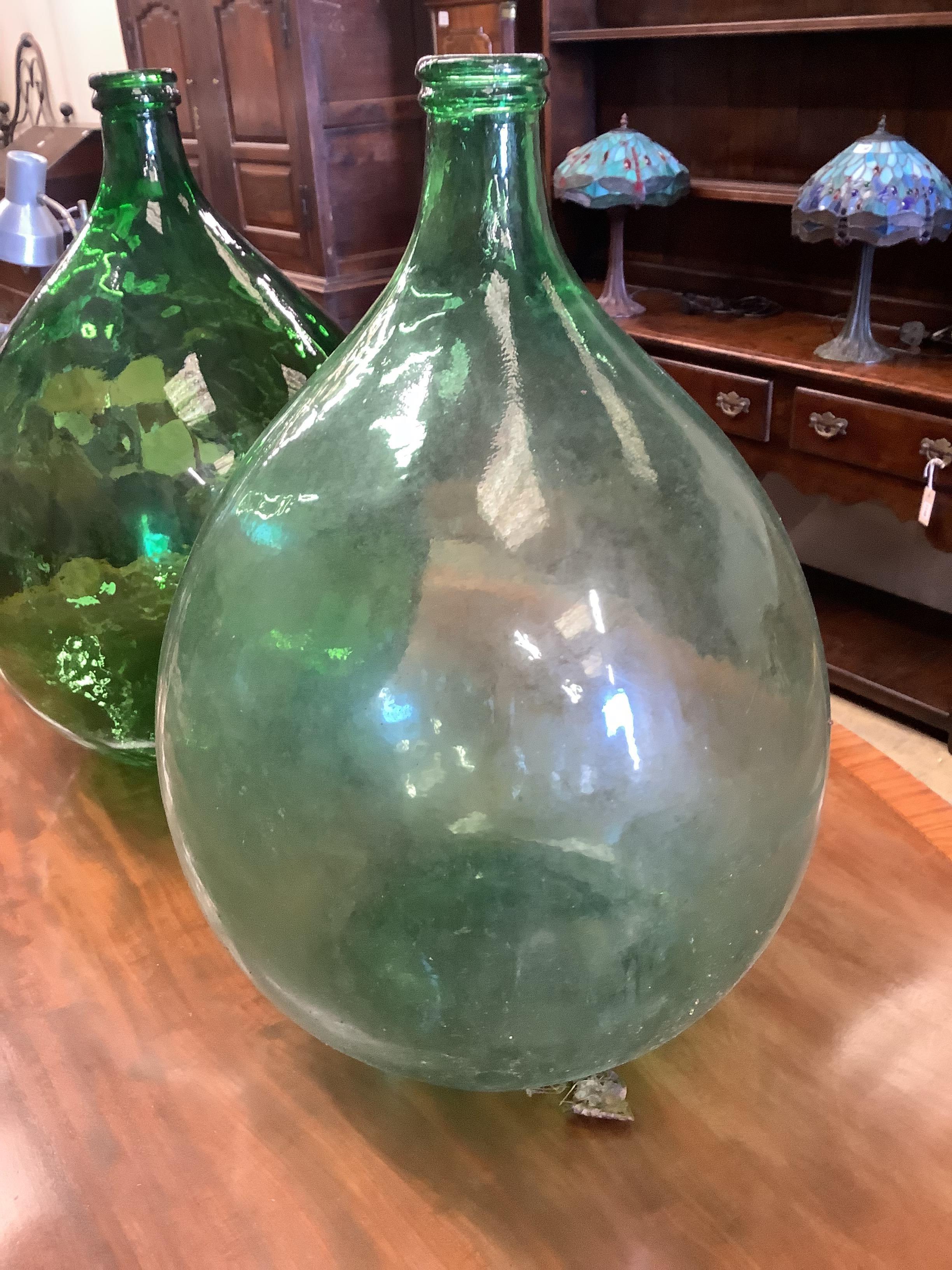 A pair of green glass carboys, height 62cm - Image 3 of 3