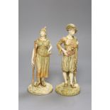 A pair of Royal Worcester blush figures of Bringaree Indians, 1893, height 23cm