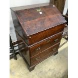 An 18th century oak bureau, width 83cm, depth 85cm, height 112cm