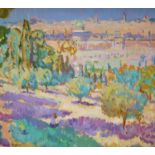 § David Graham, oil on canvas, Overlooking Jerusalem, signed, 48 x 54cm