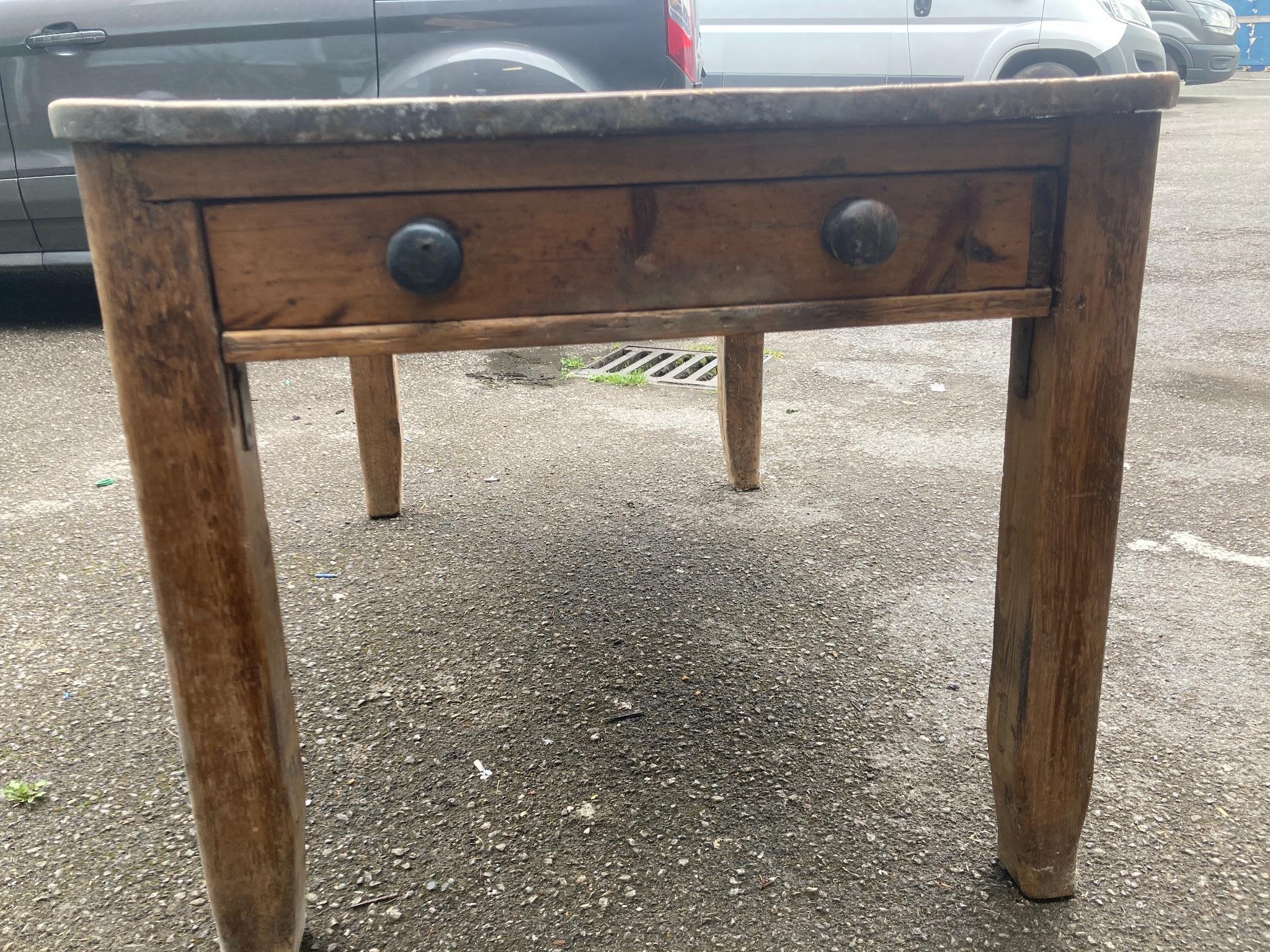 A Victorian rectangular pine kitchen table, width 132cm, depth 82cm, height 75cm - Image 2 of 3