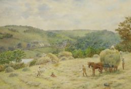 George M. Henton (1861-1924), watercolour, Village of River from Crabble Hill near Dover, signed