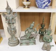 Four 20th century Thai bronze Buddhas, tallest 58cm