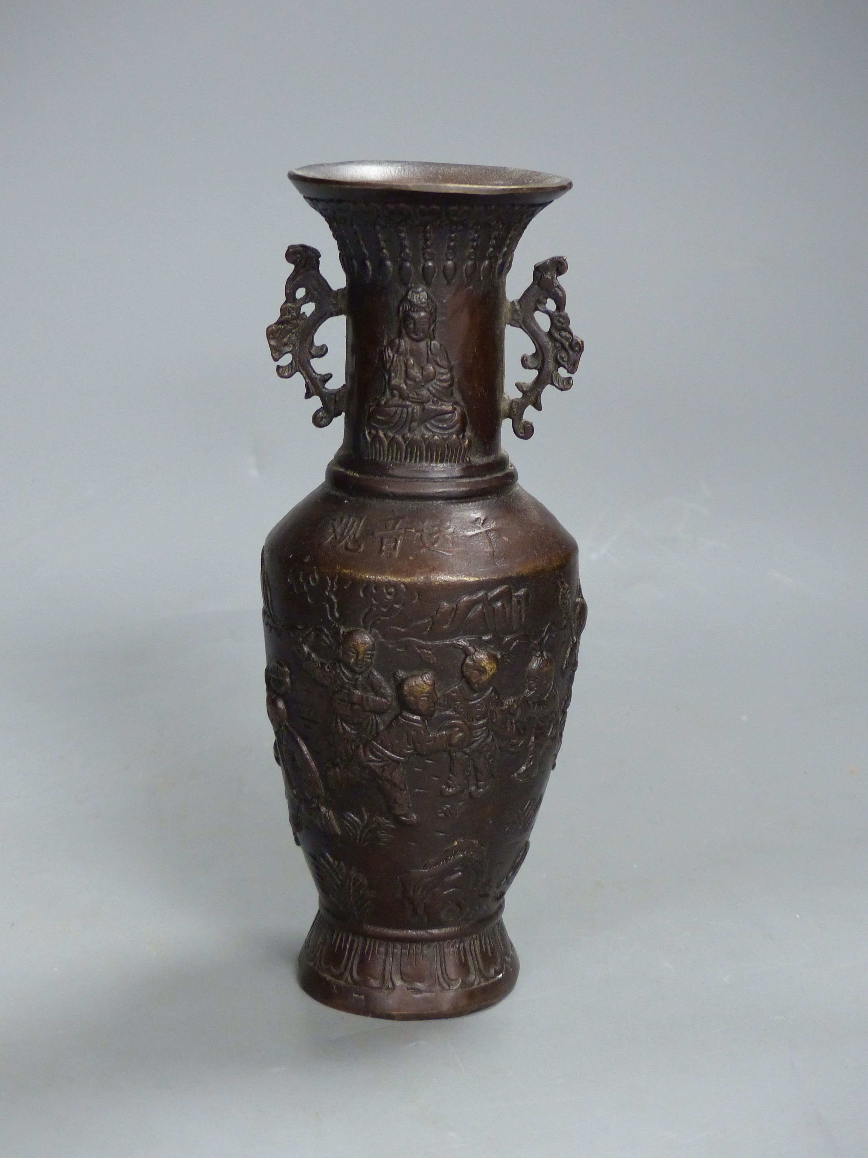 A Chinese bronze ‘Hundred Boys’ vase, height 19cm