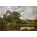 John Clayton Adams (1840-1906), oil on canvas, 'Norfolk Farm', 61x90cm