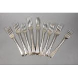 Nine assorted 18th and 19th century silver table and dessert forks, various dates and makers,17.