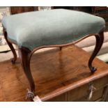 A Victorian rosewood dressing stool, length 54cm, depth 50cm, height 41cm