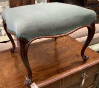 A Victorian rosewood dressing stool, length 54cm, depth 50cm, height 41cm