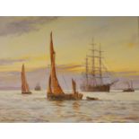 A* Markham (20th century), oil on canvas, Sailing barges and other vessels, signed, 40 x 50cm