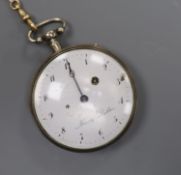 A 19th century Swiss white metal repeating keywind open faced pocket watch by L'Hardy Du Bois, (