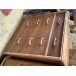 A G-plan oak chest of four drawers, width 76cm, depth 46cm, height 84cm