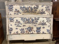 A painted French single bed frame, width 120cm