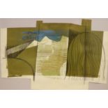 R. J. Lloyd, mixed media, Abstract landscape, signed and dated 1970, 35 x 51cm