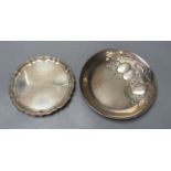 A George V silver waiter, Chester, 1921, 17.9cm and an Italian 800 standard white metal bowl