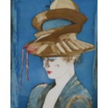 David Remfry (1942-), etching, 'Red Ribbons from the Hat Box Suite 1993', signed, 19/50