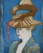 David Remfry (1942-), etching, 'Red Ribbons from the Hat Box Suite 1993', signed, 19/50