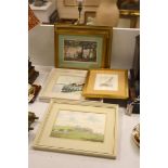 John Moss (20th century), three watercolours of Sussex and sundry pictures