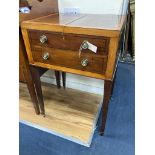 A George III satinwood banded mahogany enclosed wash stand, width 61cm, depth 51cm, height 88cm