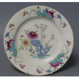 A Bow circular plate painted in famille rose style with chrysanthemums, c.1755, diameter 23cm