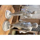 A pair of faux marble classical figures, larger 62cm high