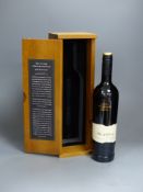 A cased bottle of Wyndham Estate Black Cluster Shiraz, 2007.