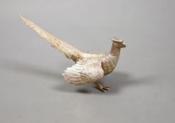A model silver free-standing model of a pheasant, Sheffield, 1993, 17.7cm,6oz.