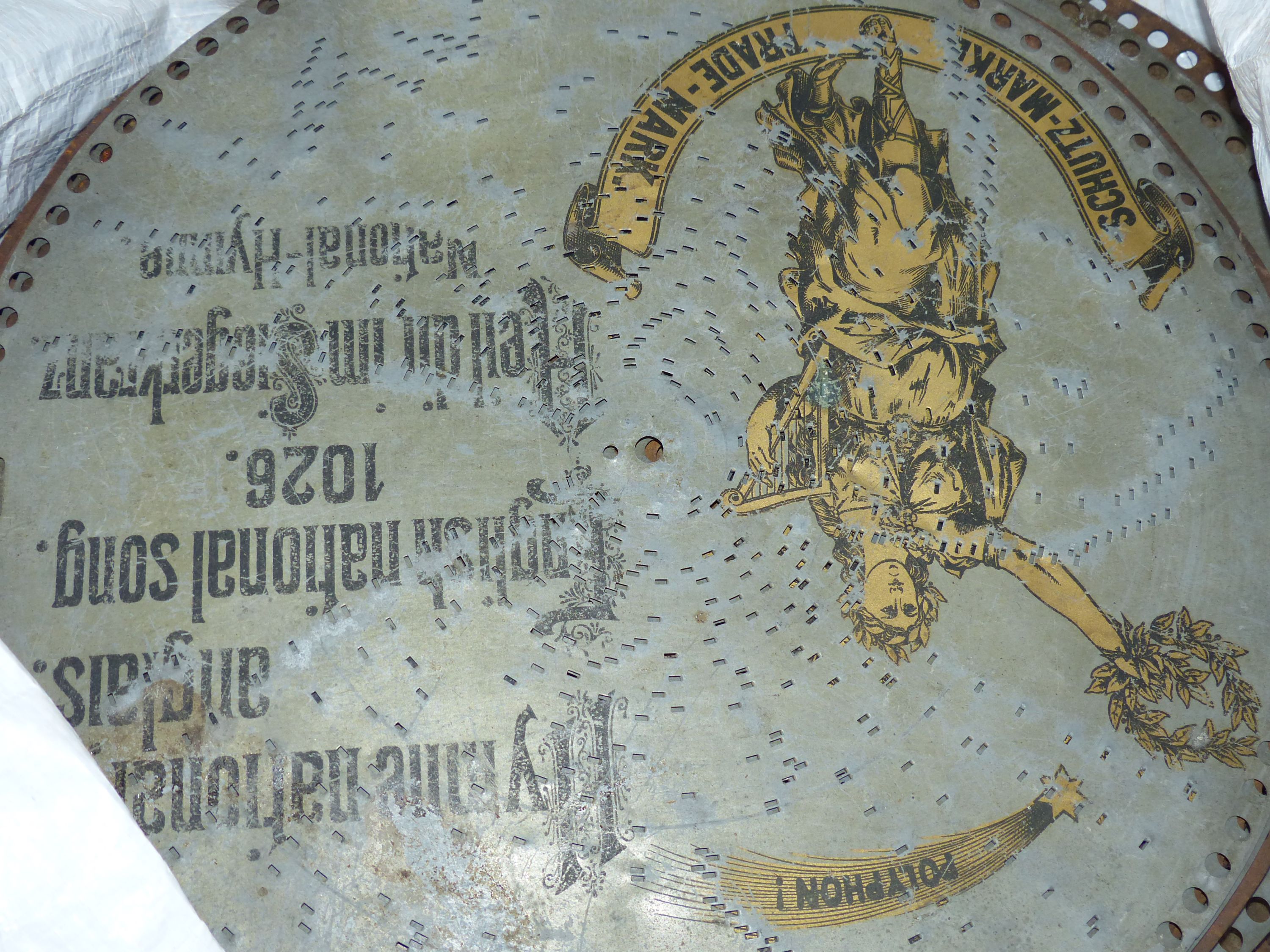 A large Polyphon walnut table top musical box, playing thirty 39.5cm discs - Image 3 of 3