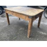 A Victorian rectangular pine kitchen table, width 132cm, depth 82cm, height 75cm
