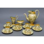 A rare 1930s Susie Cooper coffee set, pattern E283, triangular Susie Cooper Productions mark