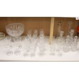 A cut glass punch bowl and a collection of table glassware, to include a late Victorian silver