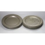 A quantity of 18th century pewter plates, London touch marks diameter 24cm