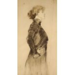 Adrien Stein, drypoint etching, Study of a standing woman, signed in pencil, 42/200, overall 60 x