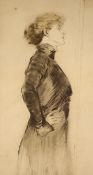 Adrien Stein, drypoint etching, Study of a standing woman, signed in pencil, 42/200, overall 60 x