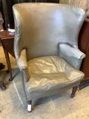 A Regency tub framed wing armchair, width 74cm, depth 53cm, height 111cm