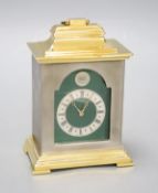 A small Georgian style silvered and gilt metal mantel timepiece by Thwaites & Reed,in gilt brass