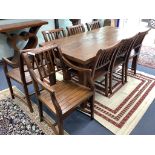 An 18th century style teak rectangular topped dining table, length 180cm, depth 90cm, height 79cm