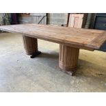 An 18th century style rectangular pine refectory dining table, length 240cm, depth 110cm