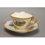 A Flight Barr & Barr cup and saucer, painted with Binstead cottage, Isle of White and Land Gate,