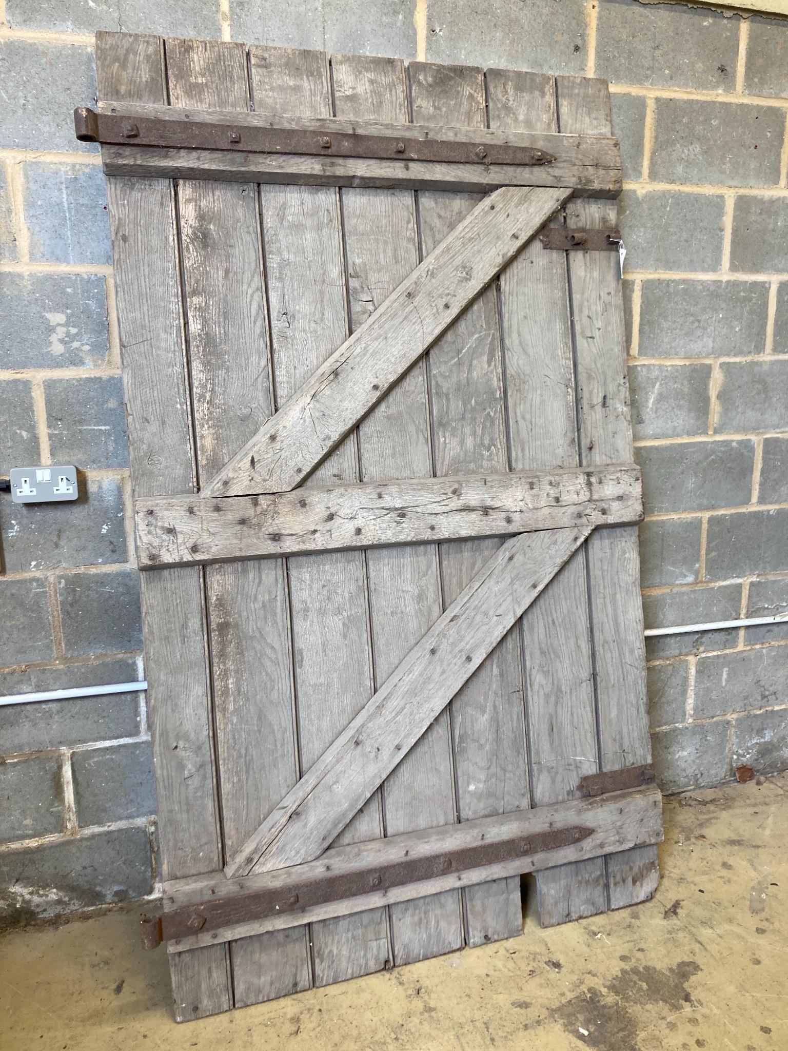 A 19th century oak barn door, width 124cm, height 213cm - Image 2 of 2