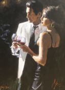 Fabian Perez (1967-), hand embellished canvas on board, 'Night Highlights', 106/195, with COA, 60 x