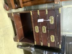 A military style brass mounted side cabinet, width 46cm, depth 46cm, height 71cm