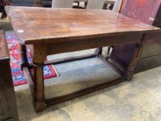 A small rectangular oak refectory table, width 146cm, depth 88cm, height 76cm