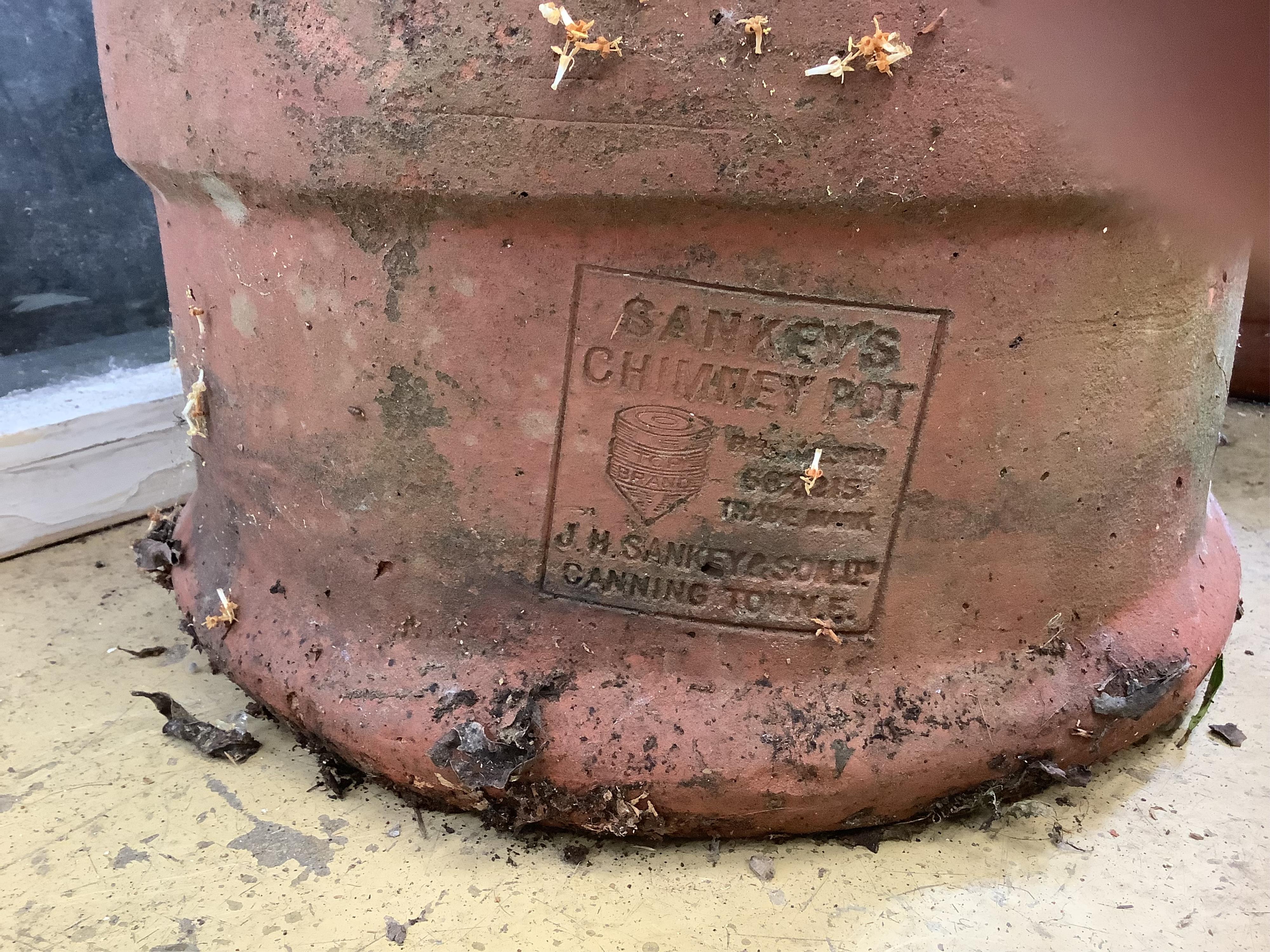 Three vintage terracotta chimney pots, largest 84cm high - Image 3 of 3