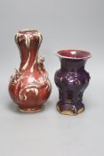 A Chinese Jun type vase and a Sang de boeuf vase, tallest 29cm